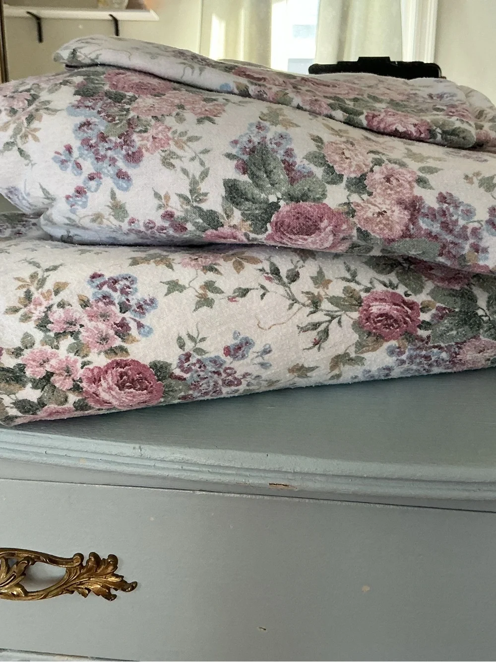Vintage Shabby Chic 100% Cotton Flannel Sheet Set